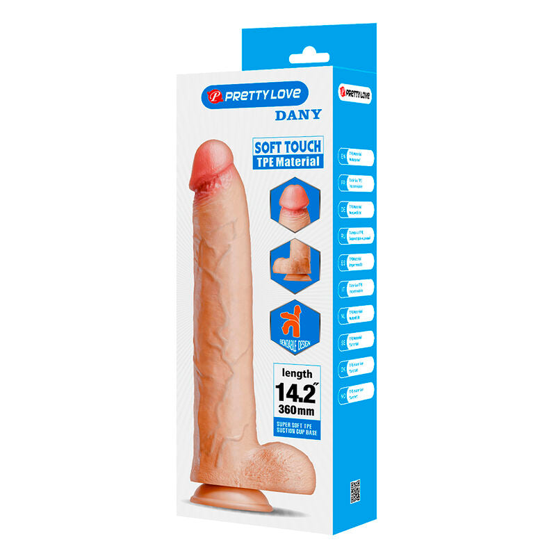 PRETTY LOVE - DANY DILDO FLEXÍVEL REALISTA COM VENTOSA 36 CM -Ø- 5,6 CM
