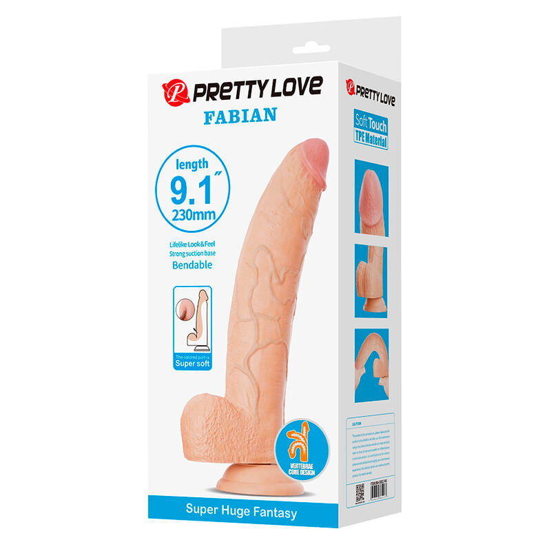 PRETTY LOVE - FABIAN DILDO FLEXÍVEL COM VENTOSA EM FORMATO DE CARNE