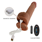 PRETTY LOVE - TOMMY VIBRADOR REALISTA COM CONTROLE REMOTO E EMPURRAÇÃO MARROM ESCURO