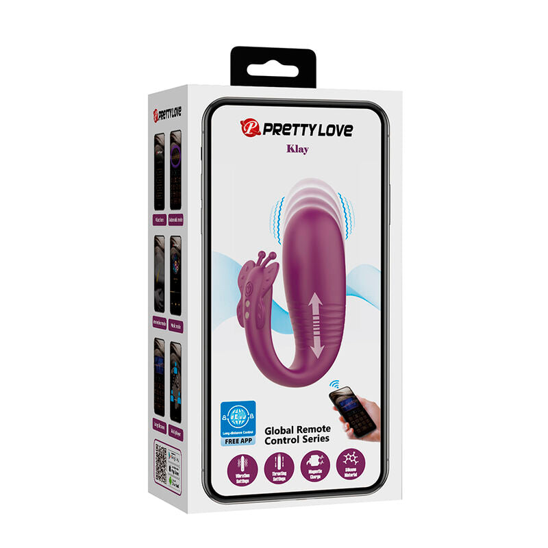 PRETTY LOVE - VIBRADOR DE OVO COM ACIONAMENTO POR APLICATIVO KLAY ROXO