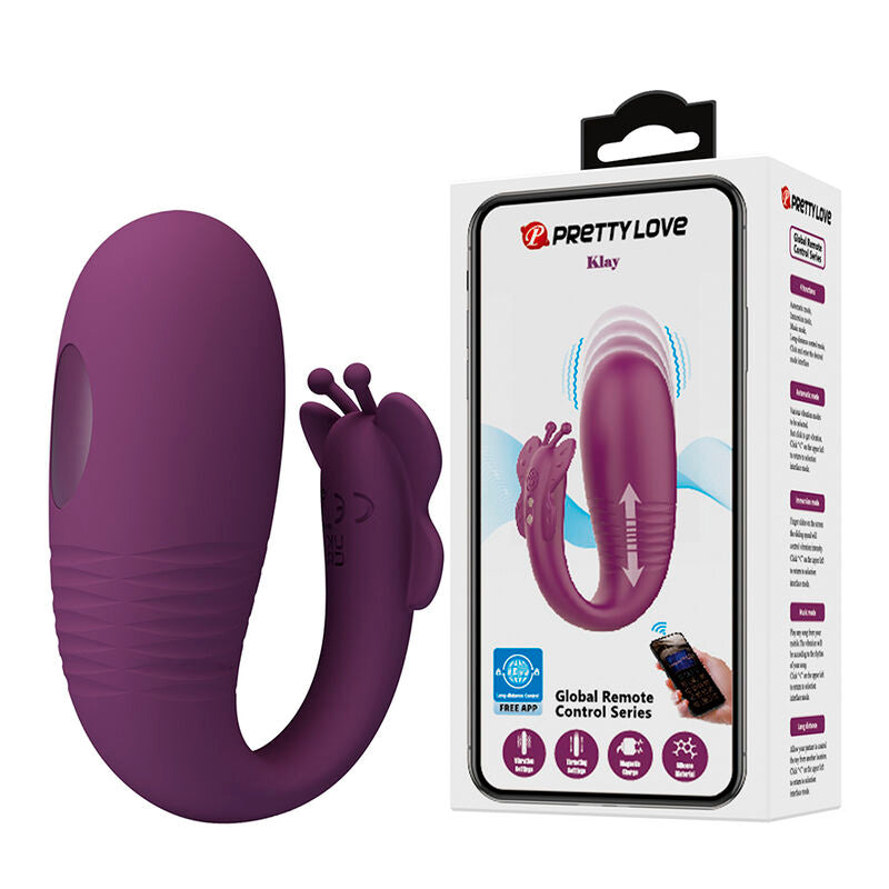 PRETTY LOVE - VIBRADOR DE OVO COM ACIONAMENTO POR APLICATIVO KLAY ROXO