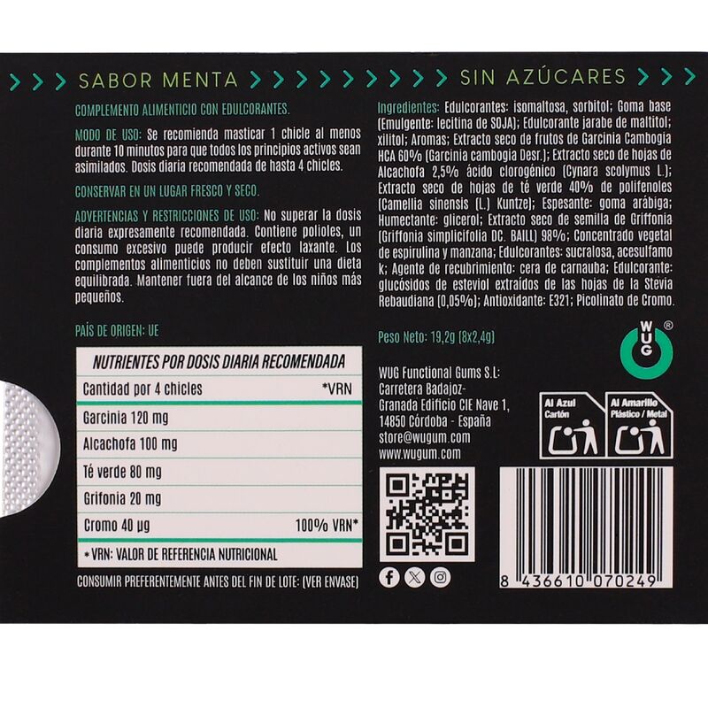 Dieta WUG - Controle do Apetite e Redução de Lanches - Cartela com 8 Unidades