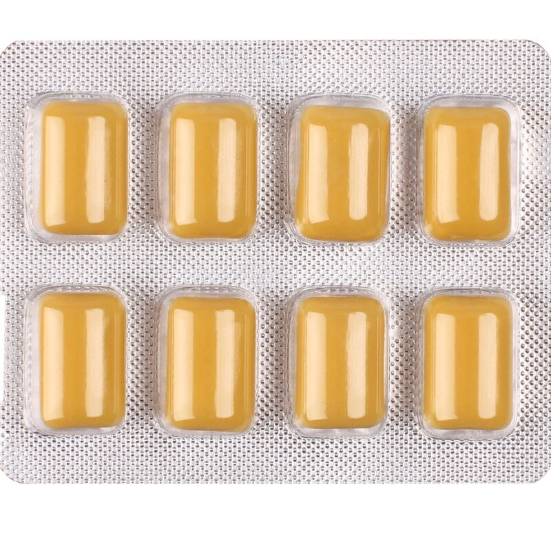 WUG On – Energia instantânea em formato de goma de mascar. Cartela com 8 unidades.