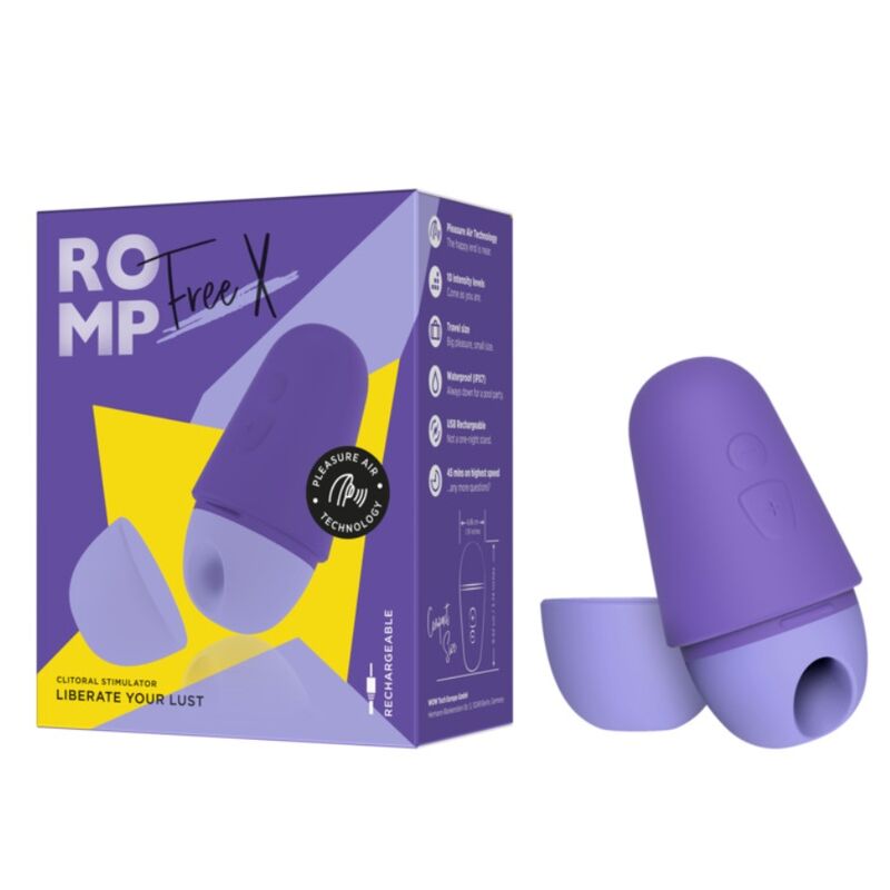 ROMP - FREE X Estimulador Clitoriano com Tampa, 10 Níveis, Recarregável, Roxo