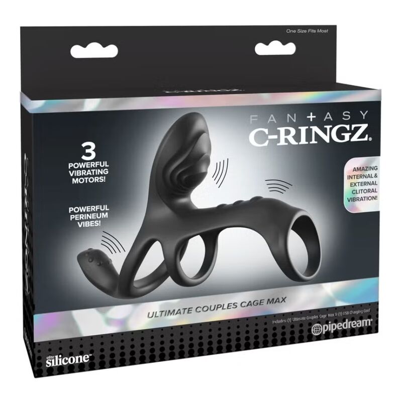 FANTASY C-RINGZ - ULTIMATE COUPLES CAGE MAX ANEL PENIANO VIBRATÓRIO 19,5 CM