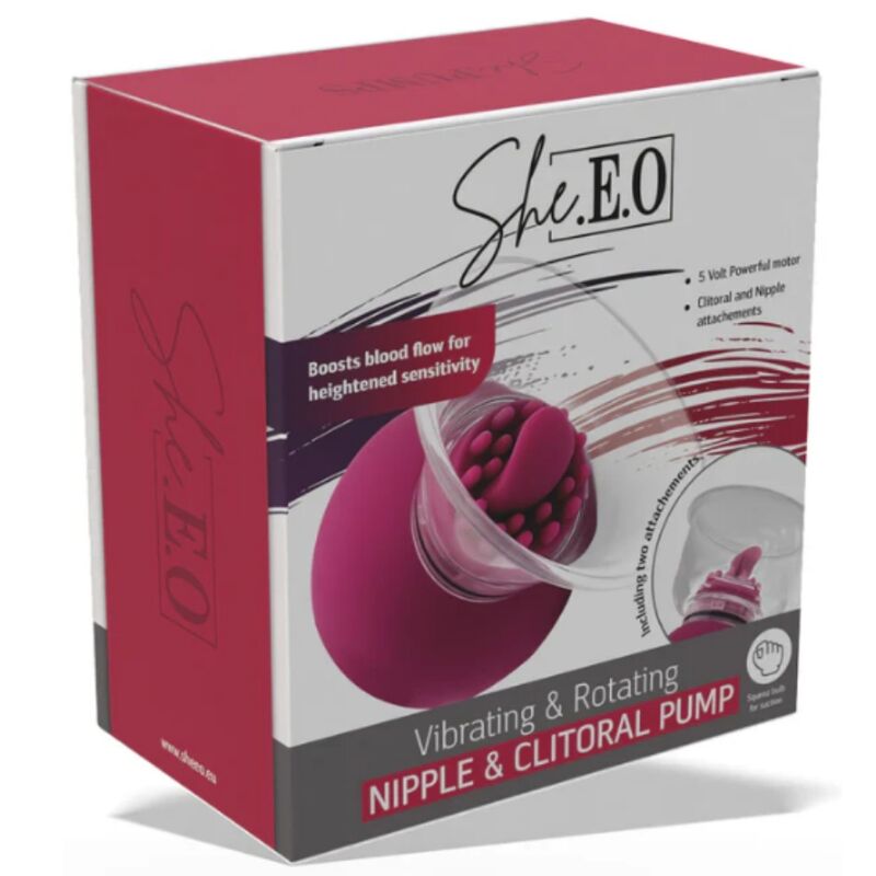 SHE.E.O - BOMBA VIBRATÓRIA E ROTATIVA PARA MAMILOS E CLITÓRIS