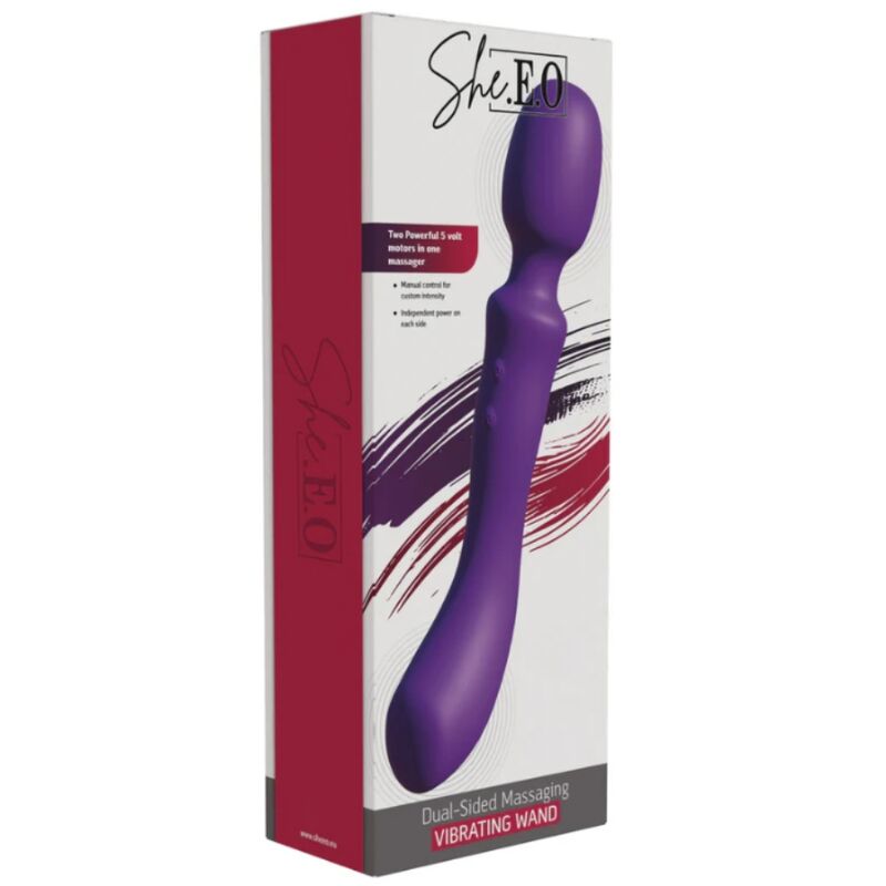 SHE.E.O - VARINHA MASSAGEADORA VIBRATÓRIA DE DUAS PONTAS ROXA