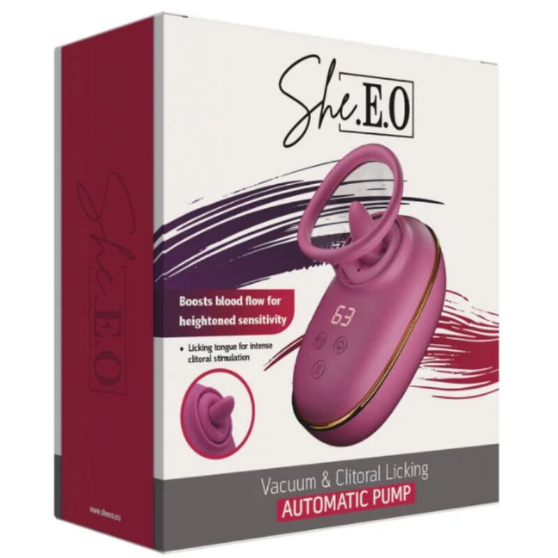 SHE.E.O - BOMBA AUTOMÁTICA DE ESTIMULAÇÃO CLITÓRICA COM EFEITO DE LAMBIDA (ROXA)