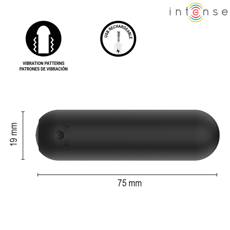 INTENSE - JUDY VIBRADOR BULLET RECARREGÁVEL COM CONTROLE REMOTO PRETO