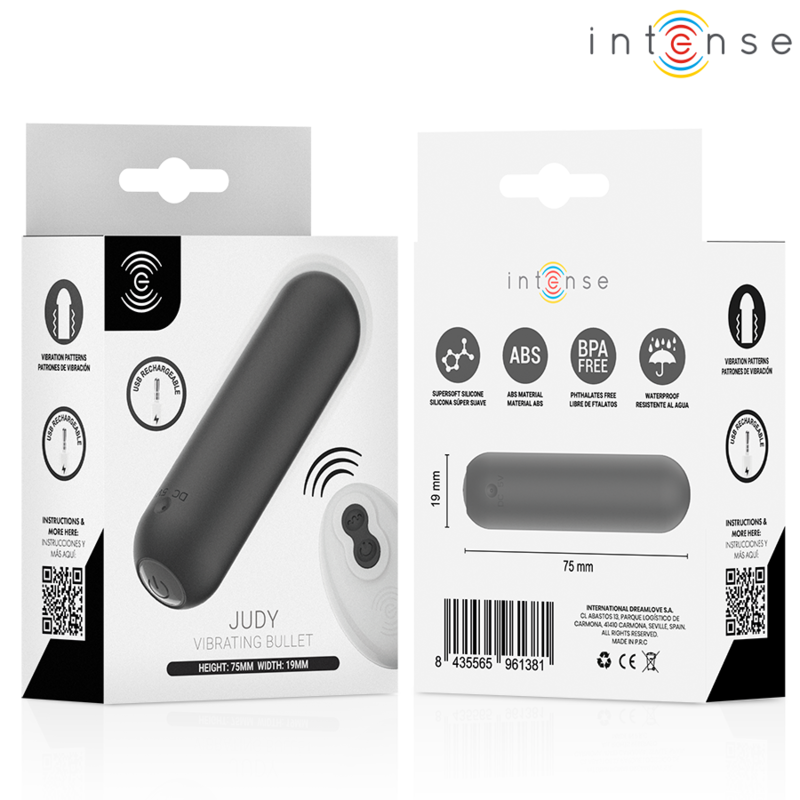 INTENSE - JUDY VIBRADOR BULLET RECARREGÁVEL COM CONTROLE REMOTO PRETO