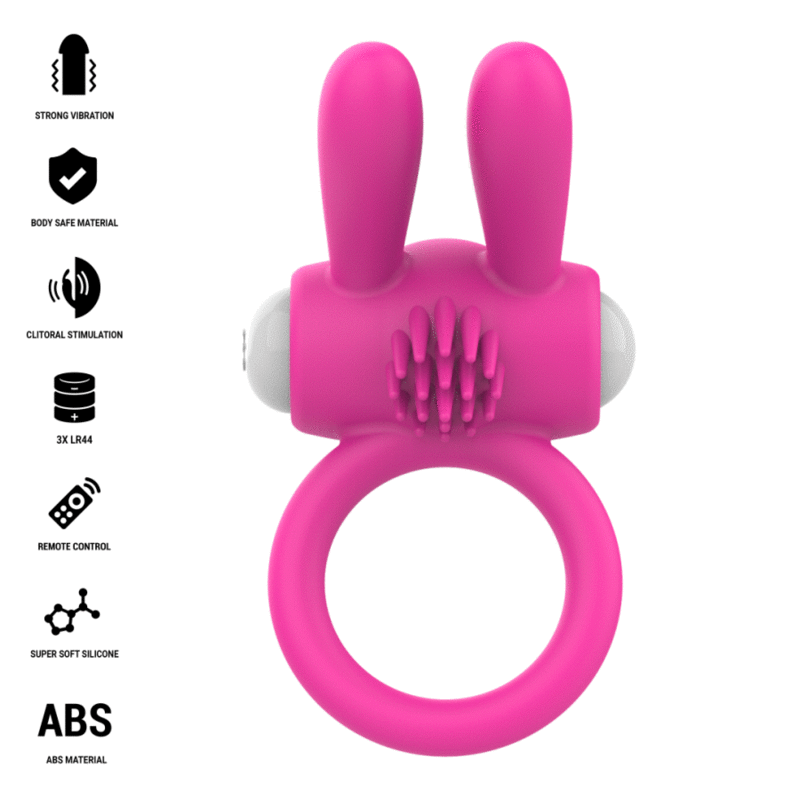 INTENSE - ANEL PENIANO VIBRATÓRIO HOPPS COM ESTIMULAÇÃO CLITÓRICA ROSA