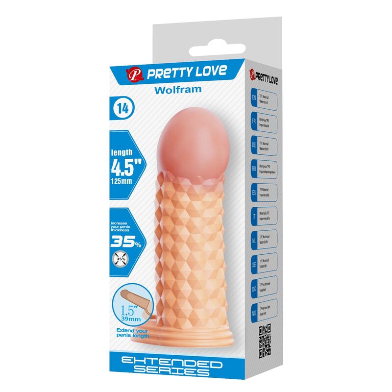 PRETTY LOVE - CAPA EXTENSORA DE PÊNIS WOLFRAM 11,5 CM Ø 3,8 CM NATURAL