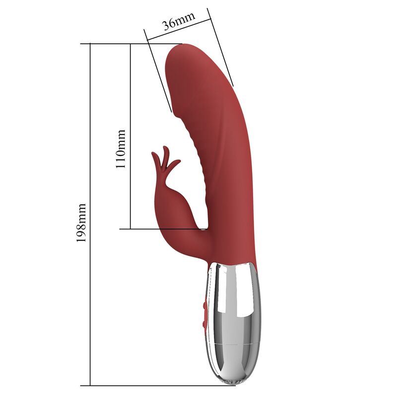 PRETTY LOVE - VIBRADOR COELHO DE JACARANDÁ 30 FUNÇÕES RECARREGÁVEL VIA USB VERMELHO