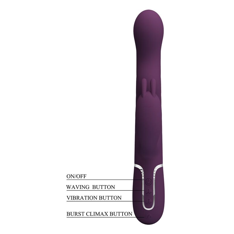 PRETTY LOVE - VIBRADOR LOURSEN RABBIT COM MOVIMENTO DE IMPULSO E 7 VIBRAÇÕES, RECARREGÁVEL VIA USB, ROXO
