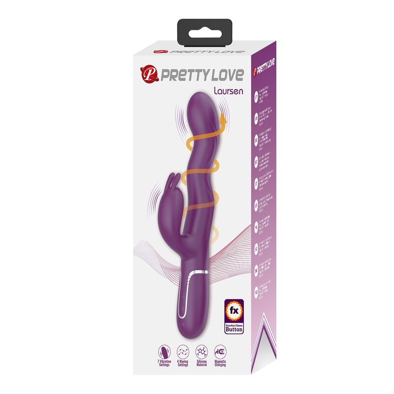PRETTY LOVE - VIBRADOR LOURSEN RABBIT COM MOVIMENTO DE IMPULSO E 7 VIBRAÇÕES, RECARREGÁVEL VIA USB, ROXO