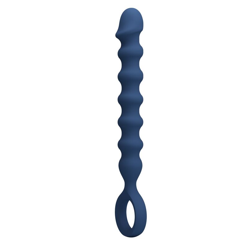 MR PLAY - BOLINHAS ANAL DE SILICONE AZUIS E PLUG ANAL - Ø - 3,4 CM - 28,5 CM