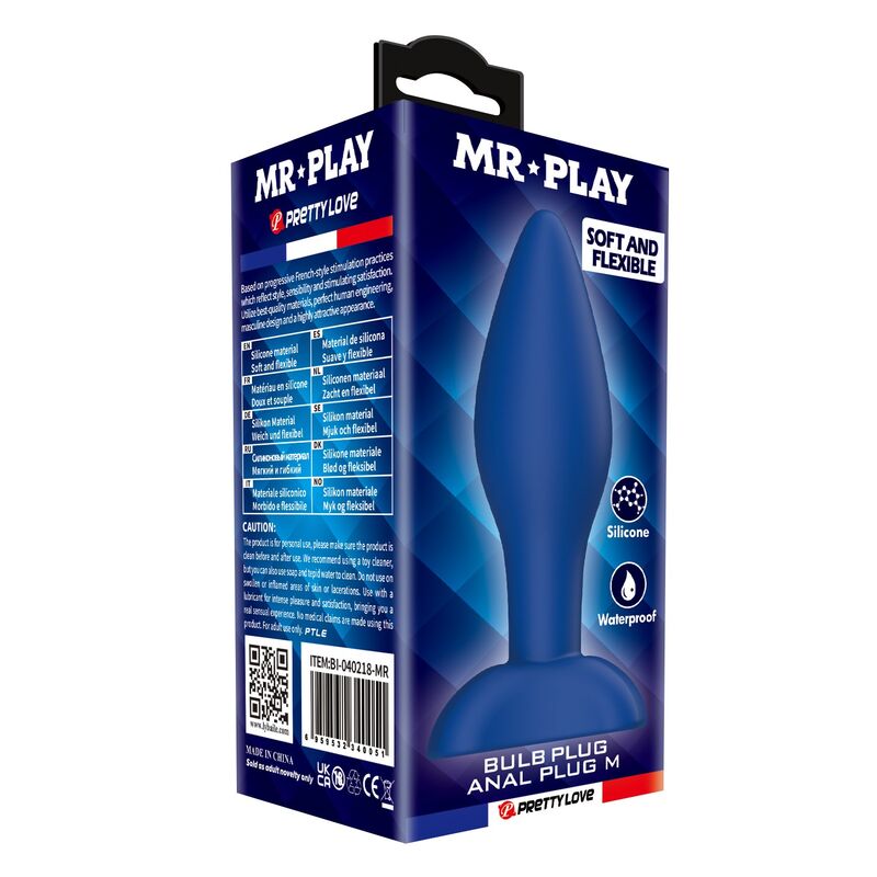 MR PLAY - PLUG ANAL DE SILICONE CÔNICO AZUL M