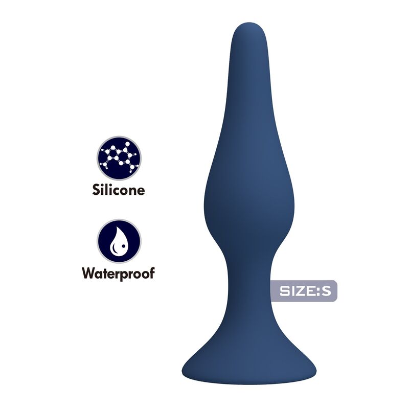 MR PLAY - PLUG ANAL FINO DE SILICONE AZUL TAMANHO S