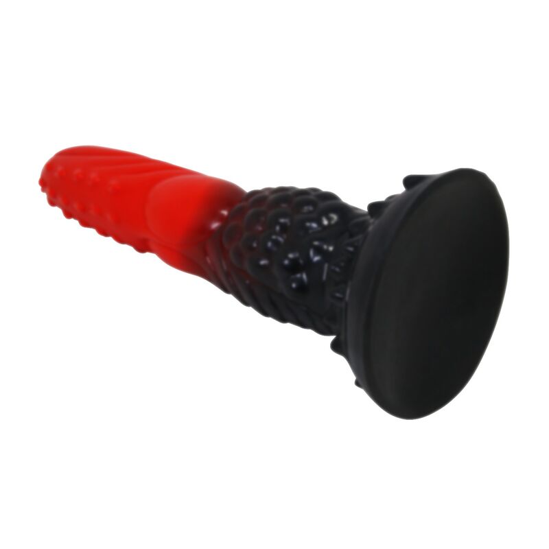 POWER MONSTERS - DILDO DE FANTASIA DRAGÃO DE FOGO COM VENTOSA 24,5 CM Ø 5,8 CM VERMELHO E PRETO