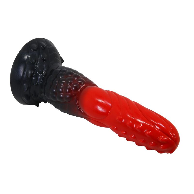 POWER MONSTERS - DILDO DE FANTASIA DRAGÃO DE FOGO COM VENTOSA 24,5 CM Ø 5,8 CM VERMELHO E PRETO