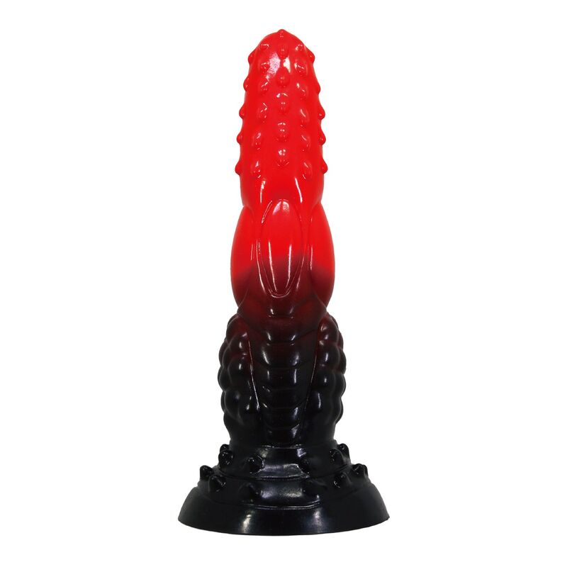 POWER MONSTERS - DILDO DE FANTASIA DRAGÃO DE FOGO COM VENTOSA 24,5 CM Ø 5,8 CM VERMELHO E PRETO