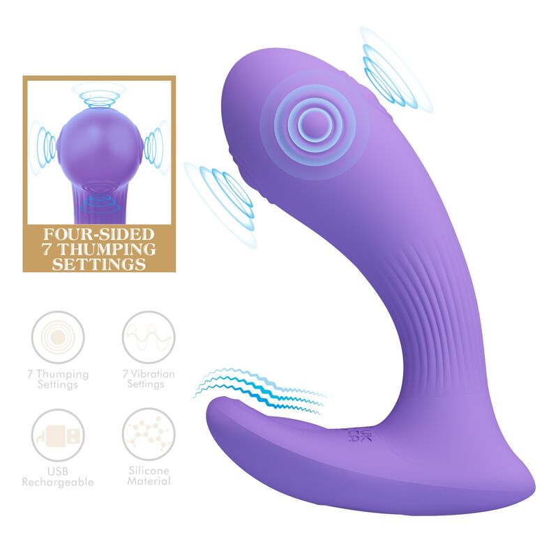 PRETTY LOVE - VIBRADOR DE DUPLA ESTIMULAÇÃO RECARREGÁVEL ANDROMEDA ROXO