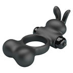 PRETTY LOVE - ANEL PENIANO VIBRATÓRIO COM ESTIMULADOR DE COELHINHO, 10 FUNÇÕES, PRETO