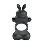 PRETTY LOVE - ANEL PENIANO VIBRATÓRIO COM ESTIMULADOR DE COELHINHO, 10 FUNÇÕES, PRETO