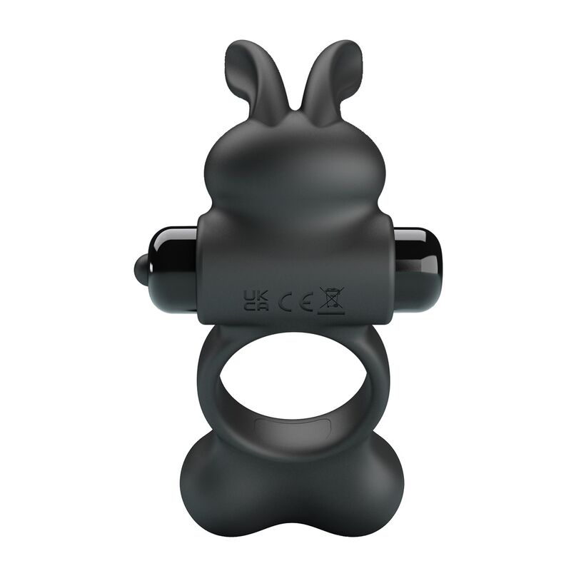 PRETTY LOVE - ANEL PENIANO VIBRATÓRIO COM ESTIMULADOR DE COELHINHO, 10 FUNÇÕES, PRETO