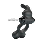 PRETTY LOVE - ANEL PENIANO VIBRATÓRIO COM ESTIMULADOR DE COELHINHO, 10 FUNÇÕES, PRETO