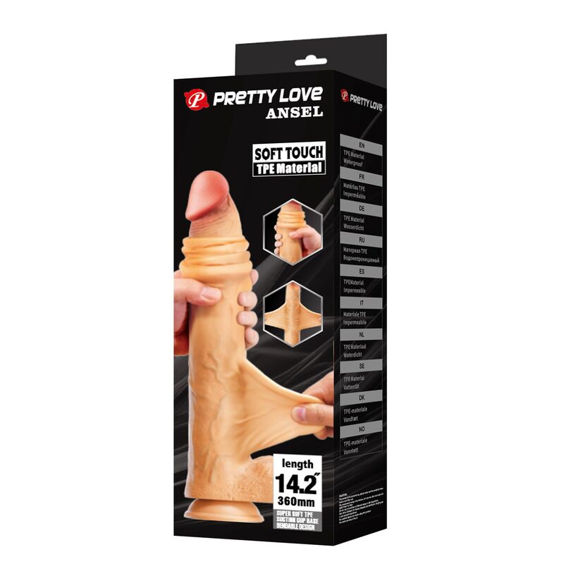 PRETTY LOVE - ANSEL DILDO REALISTA 36 CM Ø 4,8 CM TPE COR DE CARNE