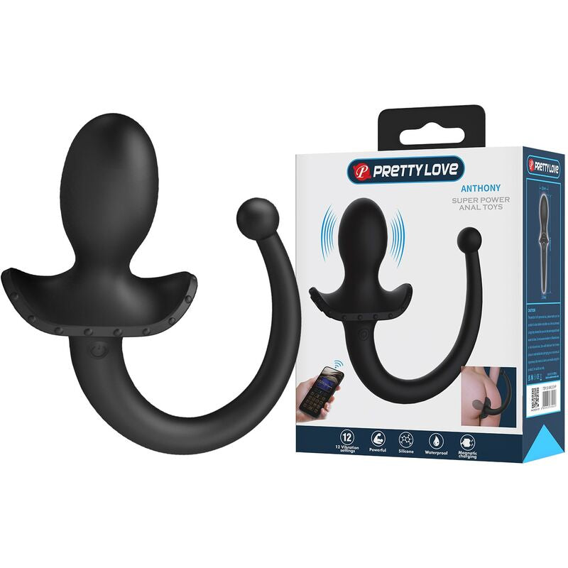 PRETTY LOVE - VIBRADOR ANAL E PERÍNEO COM CONTROLE POR APLICATIVO ANTHONY, PRETO