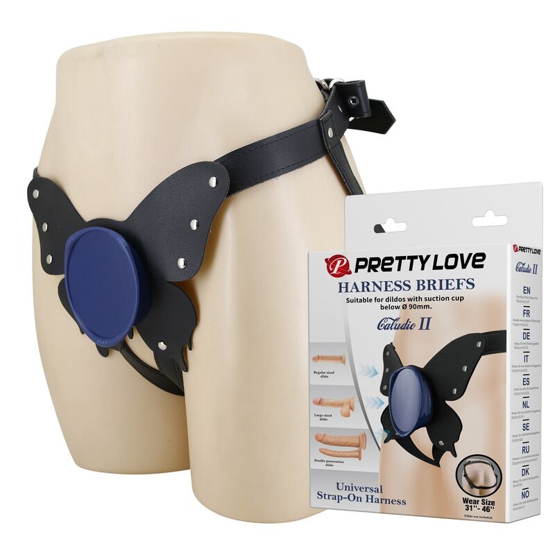 PRETTY LOVE - CALCINHA UNIVERSAL COM ARNÊS PRETA E AZUL