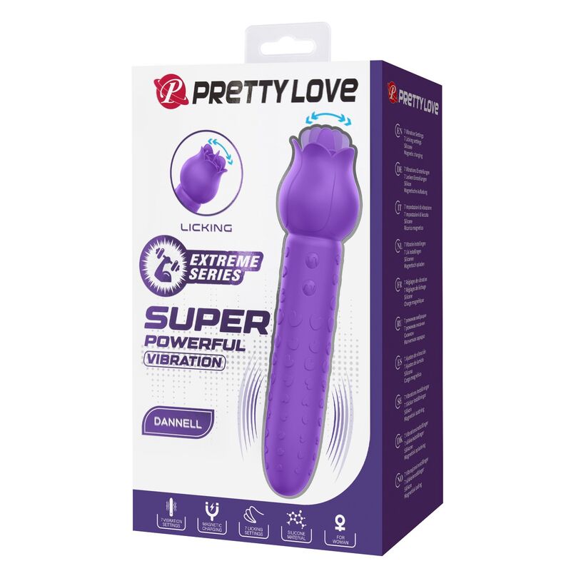 PRETTY LOVE - Vibrador estimulador oral e clitoriano recarregável DANNELL, roxo