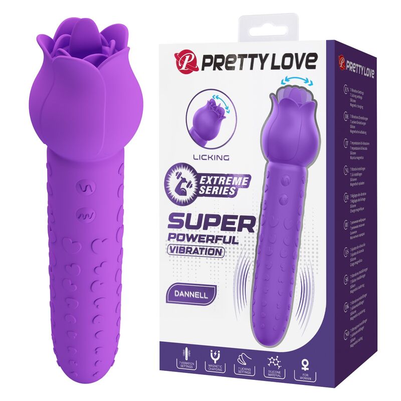 PRETTY LOVE - Vibrador estimulador oral e clitoriano recarregável DANNELL, roxo