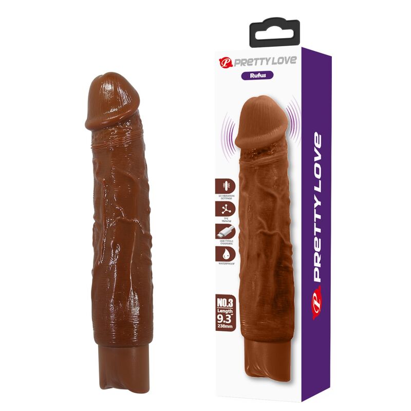 PRETTY LOVE - VIBRADOR REALISTA DUKE 23,5 CM Ø 4,8 CM MARROM