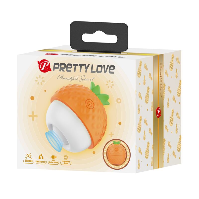 PRETTY LOVE - ESTIMULADOR CLITORIANO RECARREGÁVEL COM SUCÇÃO E IMPULSÃO, LARANJA