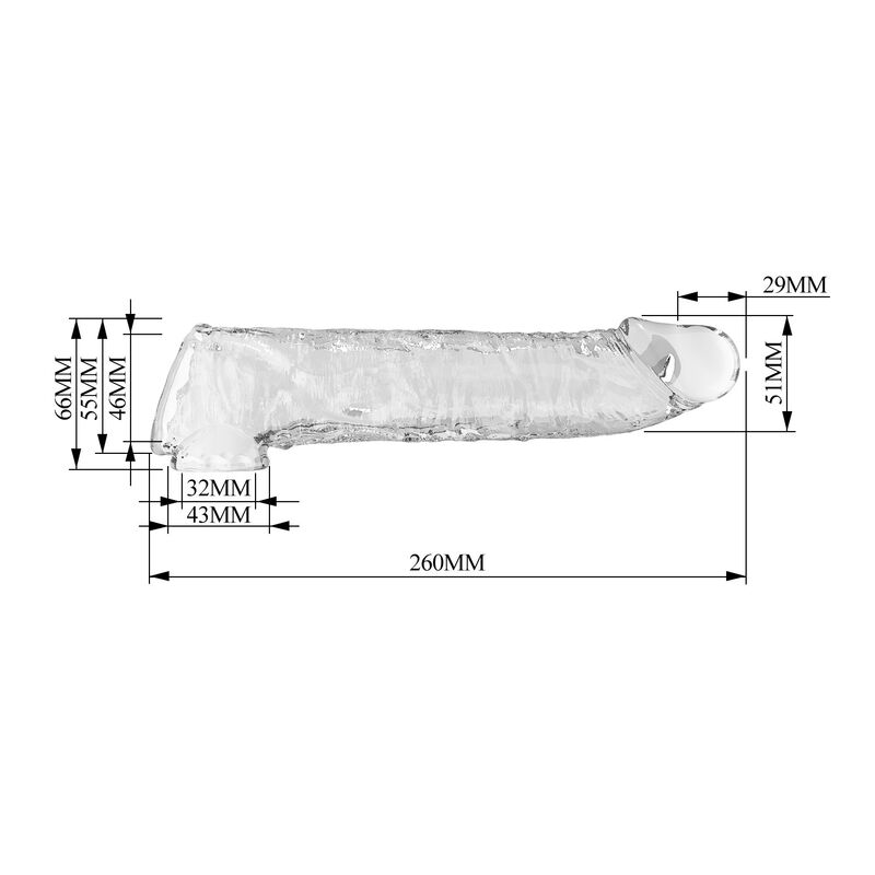 PRETTY LOVE - CAPA EXTENSORA DE PÊNIS AJUSTÁVEL 26 CM Ø 4 CM TRANSPARENTE
