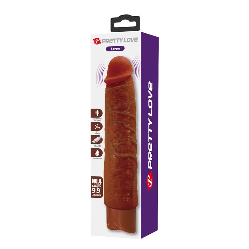 PRETTY LOVE - VIBRADOR REALISTA GAVIN 25 CM Ø 5 CM MARROM