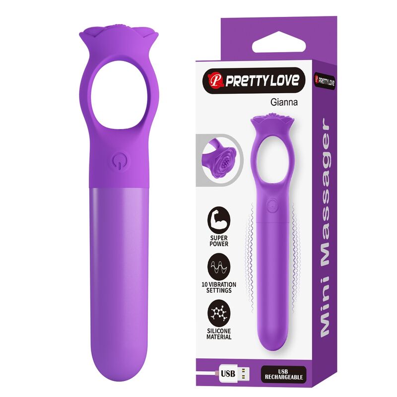 PRETTY LOVE - MINI VIBRADOR MASSAGEADOR RECARREGÁVEL GIANA ROXO