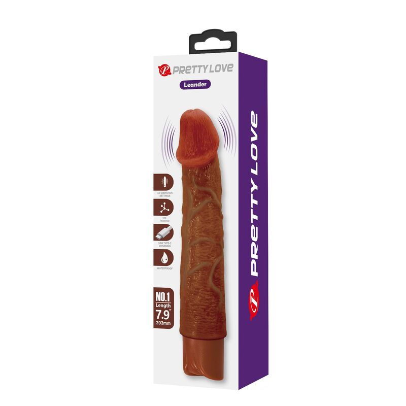PRETTY LOVE - VIBRADOR REALISTA LEONARDO 20 CM Ø 4 CM MARROM