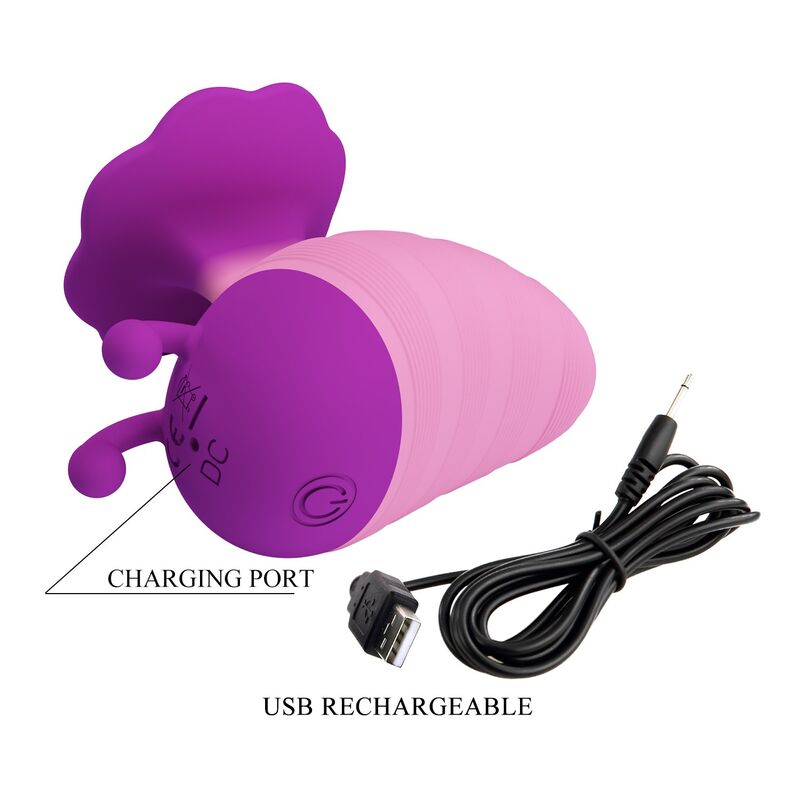 PRETTY LOVE - LITTLE BEE - ESTIMULADOR CLITORIAL RECARREGÁVEL COM 7 MODOS - ROXO-ROSA