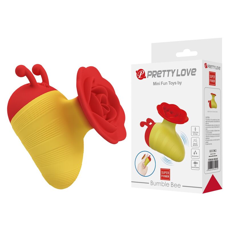 PRETTY LOVE - LITTLE BEE - ESTIMULADOR CLITORIAL RECARREGÁVEL COM 7 MODOS - VERMELHO/AMARELO