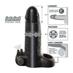 FANTASY X-TENSIONS - MANGA EXTENSORA DE PÊNIS VIBRATÓRIA COM SENSAÇÃO REALISTA DE 5CM PRETA