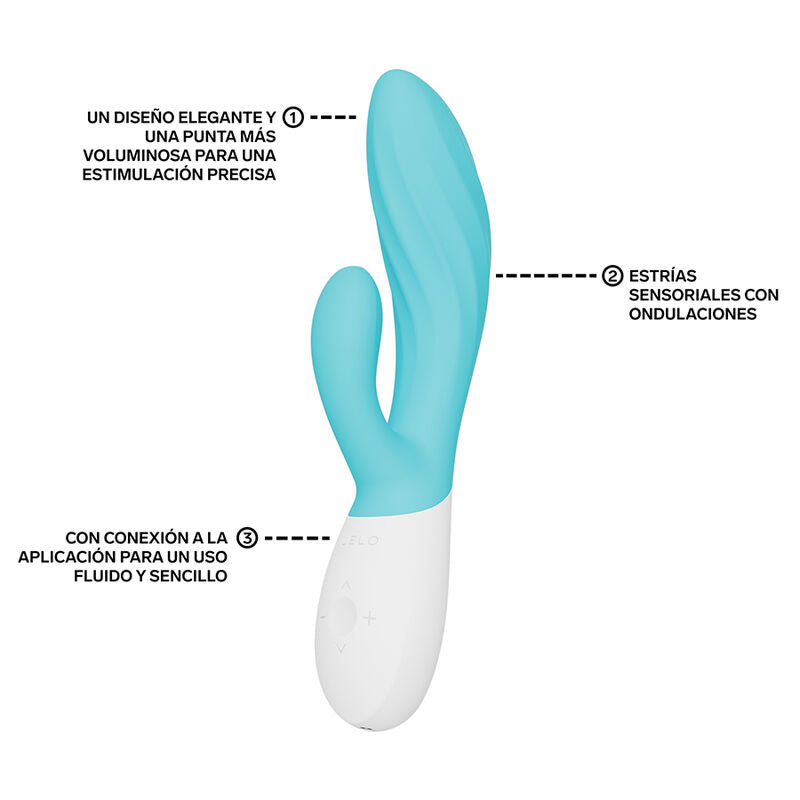 LELO - INA TWIST VIBRADOR DUPLO COELHO PARA PONTO G E CLITÓRIS AZUL
