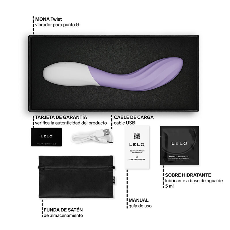 LELO - MONA TWIST VIBRADOR DE PONTO G RECARREGÁVEL COM CONTROLE POR APLICATIVO LAVANDA