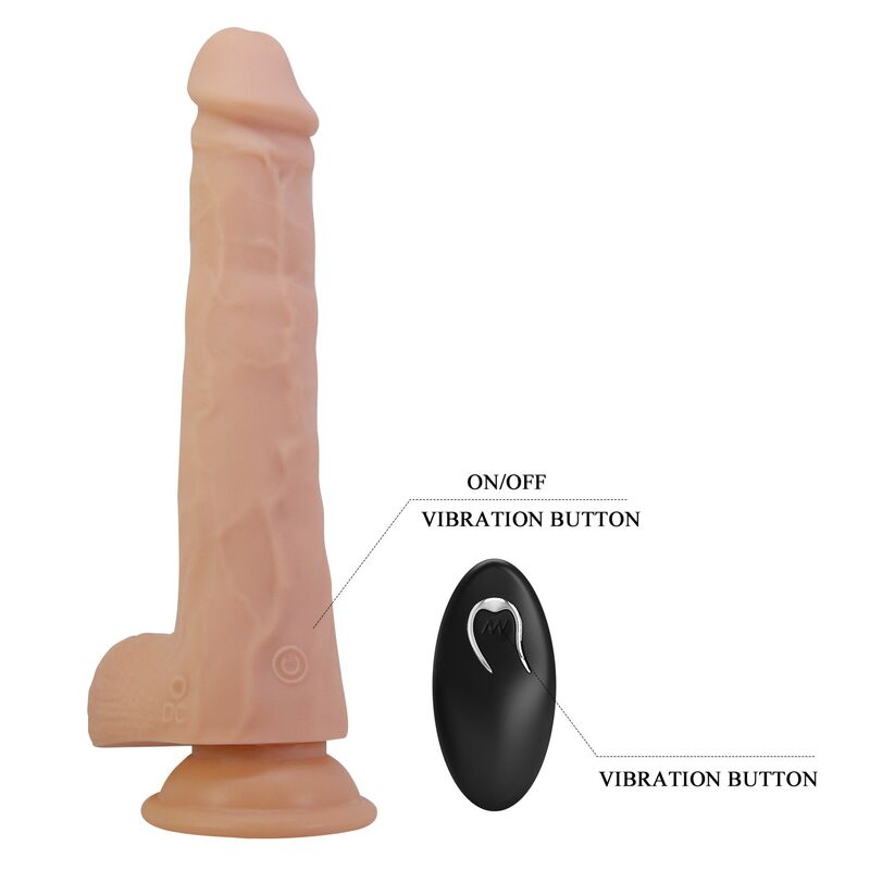 PRETTY LOVE - MILES DILDO VIBRATÓRIO COM CONTROLE REMOTO, 23,5 CM Ø 4,8 CM NATURAL