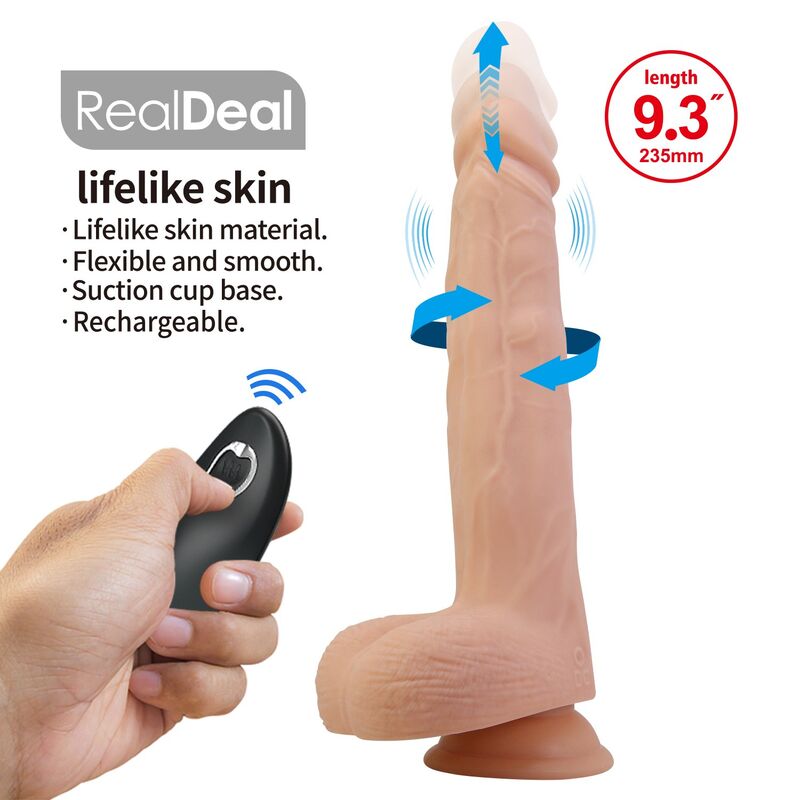 PRETTY LOVE - MILES DILDO VIBRATÓRIO COM CONTROLE REMOTO, 23,5 CM Ø 4,8 CM NATURAL