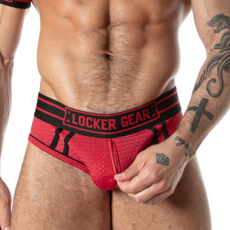LOCKER GEAR - CUECA SHOW DE MALHA ESPORTIVA VERMELHA S