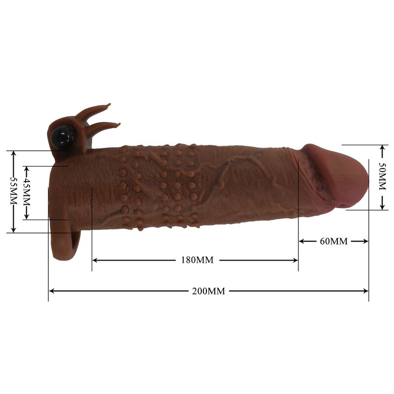 PRETTY LOVE - CAPA VIBRATÓRIA PARA PÊNIS QUILLON 20 CM Ø 4 CM MARROM